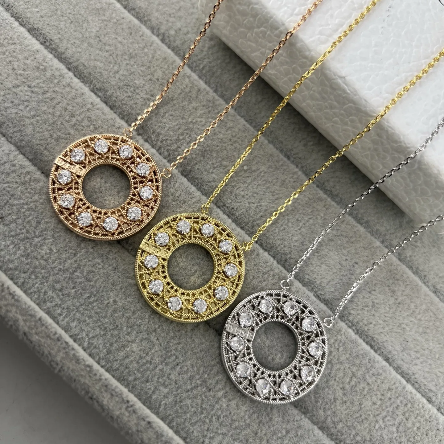 JWDIOR0004-01 Dior Geometric Stone-Accented Pendant Necklace