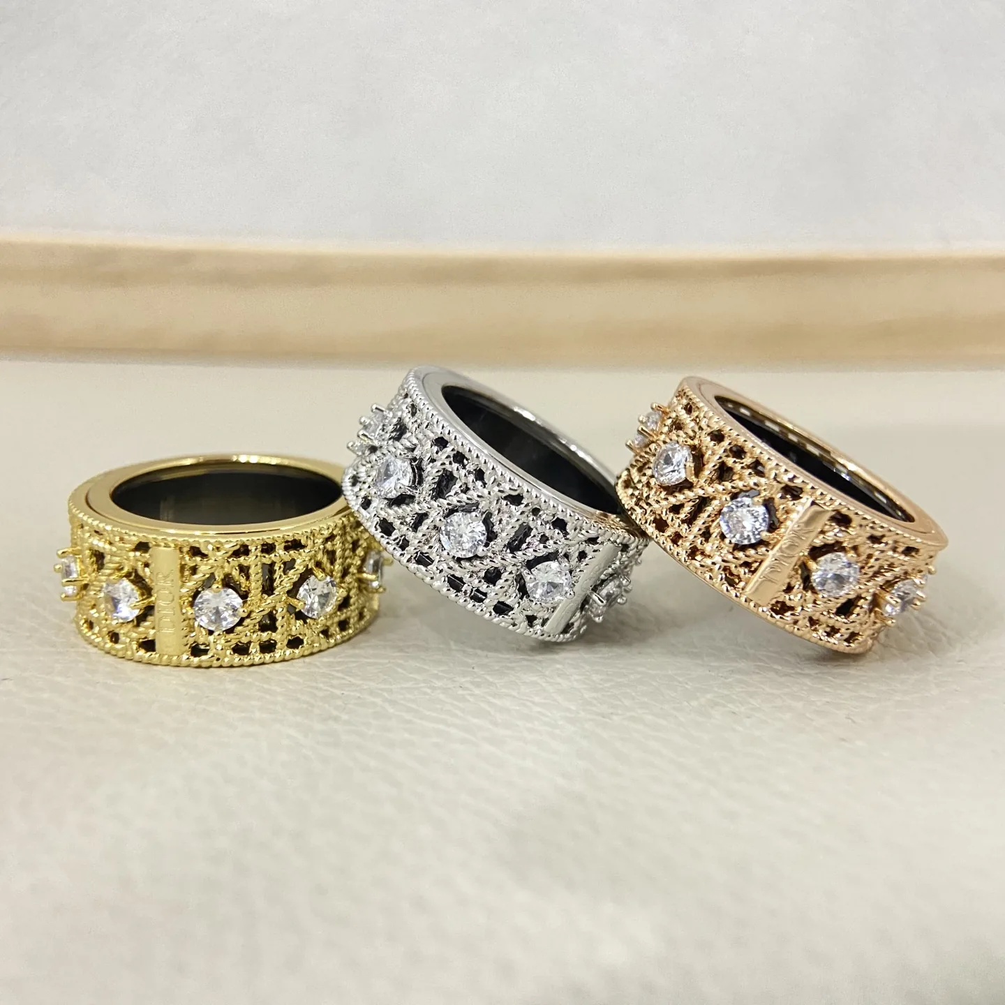 JWDIOR0013-01 Dior Quilted Stone-Accented Ring