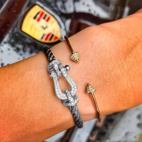 Fred Force 10 Horseshoe Pavé Bangle Bracelet