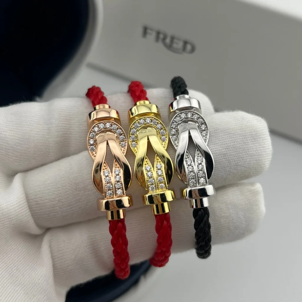 JWFRED0003-01 Fred Horseshoe Red Cord Bracelet