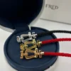 Fred Horseshoe Pavé Red Cord Bracelet