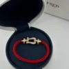 Fred Horseshoe Pavé Red Cord Bracelet
