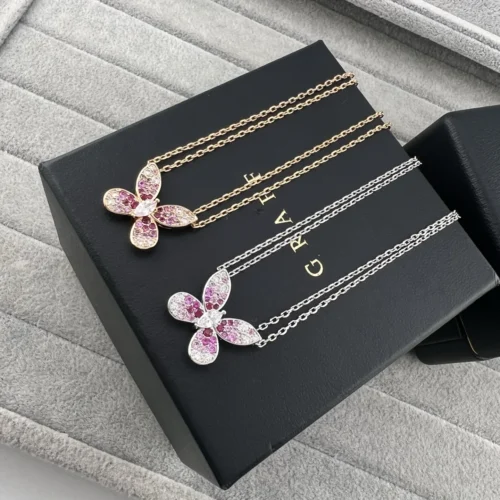 Graff Multicolor Butterfly Double-Chain Pendant Necklace