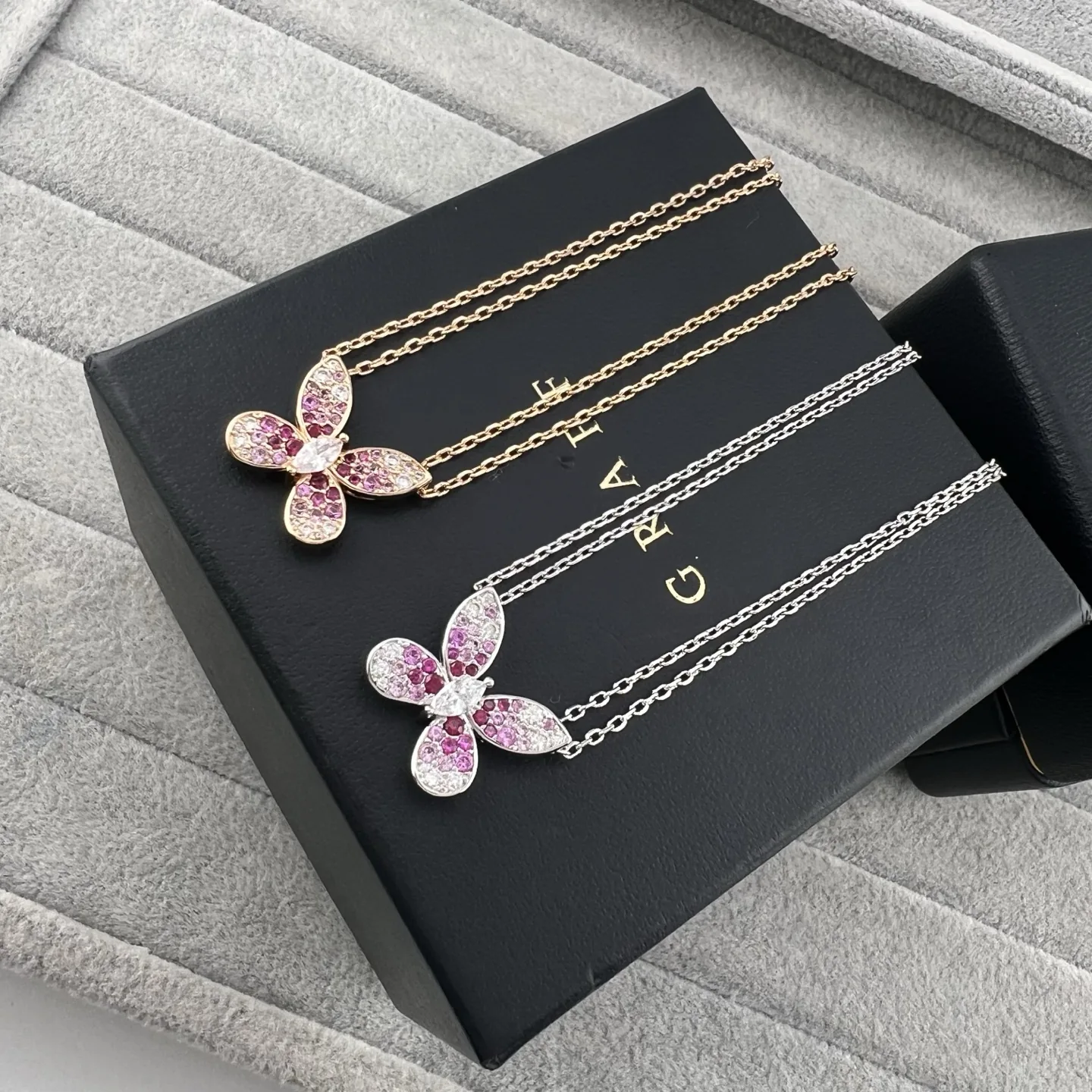 JWGRAFF0004-01 Graff Multicolor Butterfly Double-Chain Pendant Necklace