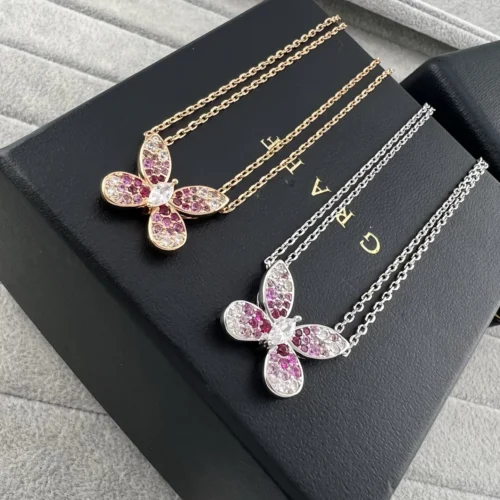 Graff Multicolor Butterfly Double-Chain Pendant Necklace