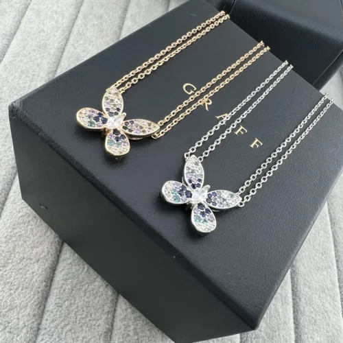Graff Gradient Butterfly Double-Chain Pendant Necklace