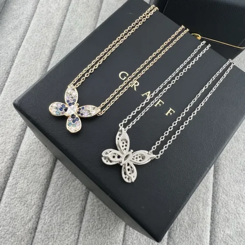 Graff Gradient Butterfly Double-Chain Pendant Necklace