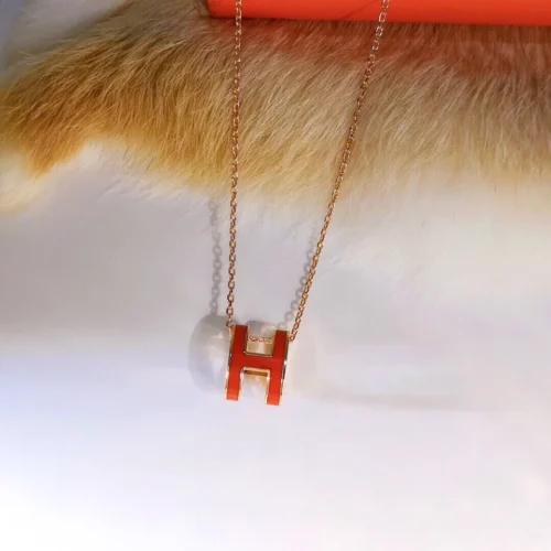 Hermes Enamel H Letter Necklace