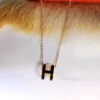 Hermes Enamel H Letter Necklace