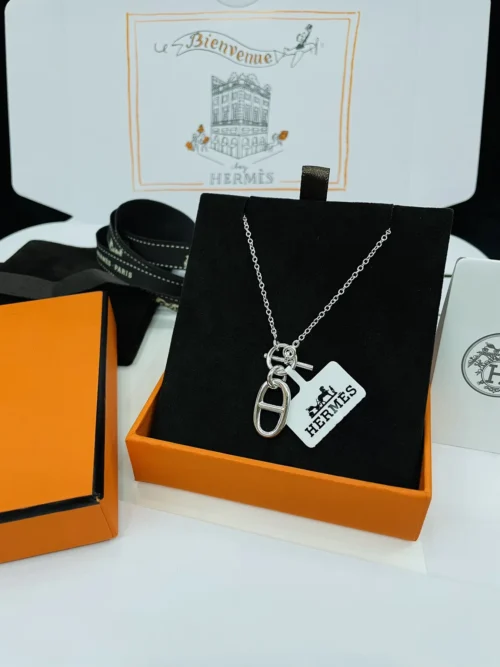 Hermes Confettis 925 Silver Anchor Link Necklace