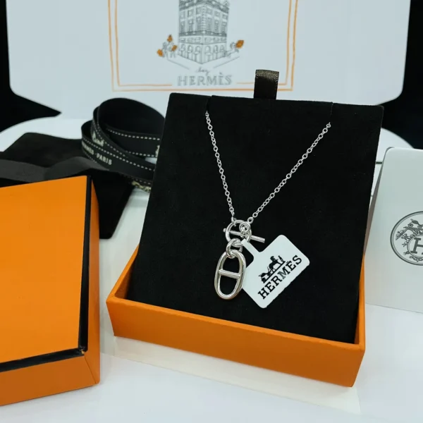 Hermes Confettis 925 Silver Anchor Link Necklace