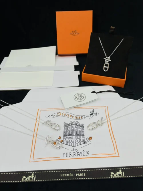 Hermes Confettis 925 Silver Anchor Link Necklace