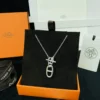 Hermes Confettis 925 Silver Anchor Link Necklace