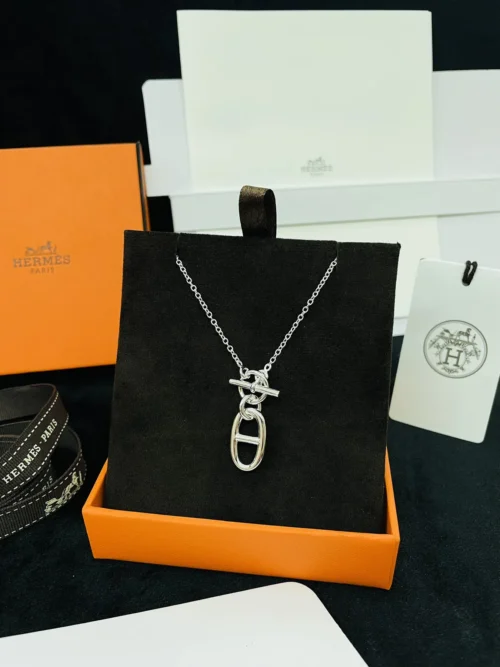 Hermes Confettis 925 Silver Anchor Link Necklace