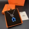 Hermes Enamel Horseshoe Necklace