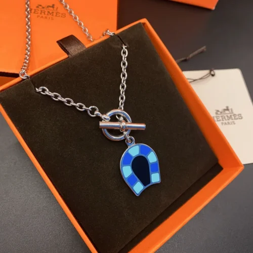 Hermes Enamel Horseshoe Necklace