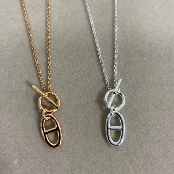 JWHERMES0022-01 Hermes Anchor Link Necklace
