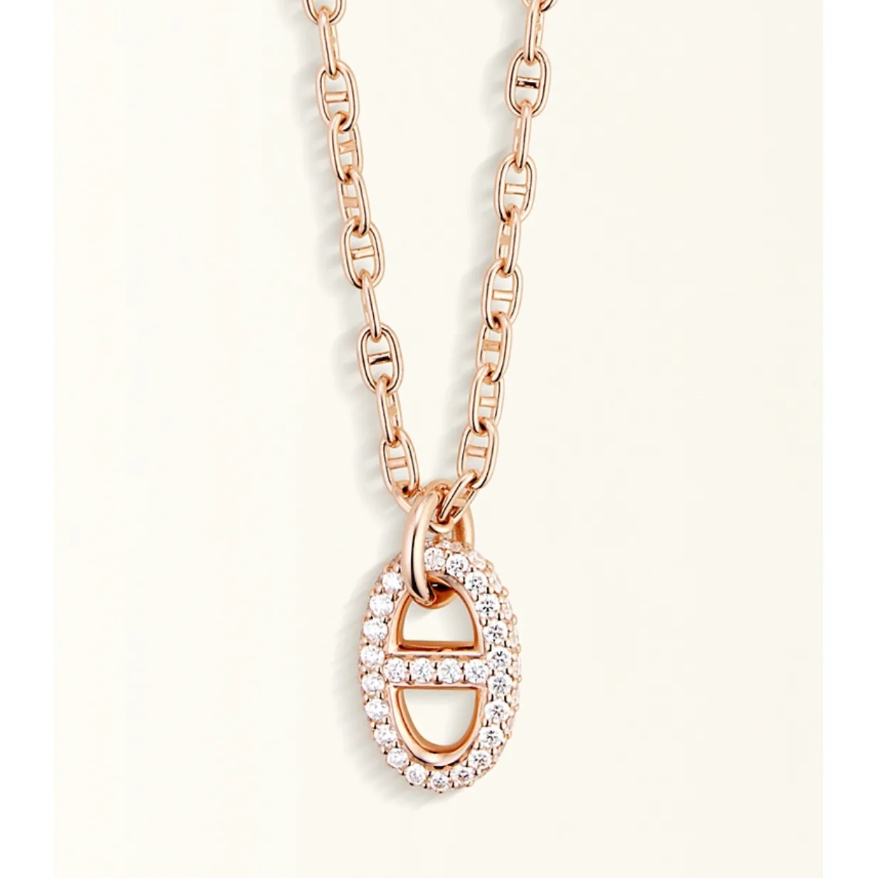 JWHERMES0024-01 Hermes Anchor Link Necklace