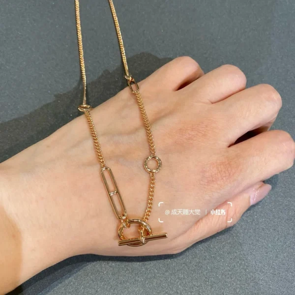 JWHERMES0025-01 Hermes Anchor Link Necklace