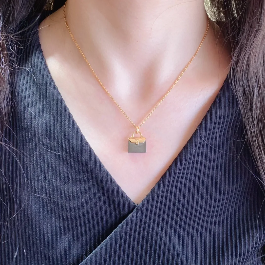 Hermes Matte Handbag Charm Necklace
