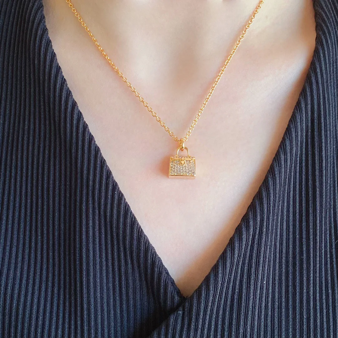 Hermes Handbag Pavé Necklace