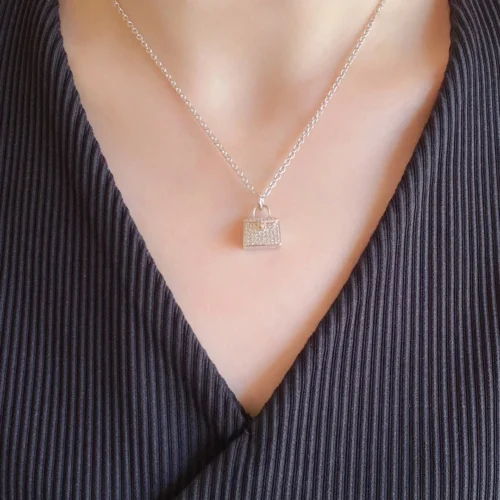 Hermes Handbag Pavé Necklace