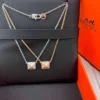 Hermes Stud Pavé Necklace