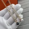 Hermes Anchor Link Pavé Pendant Necklace