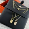 Hermes Padlock Stone-Accented Pendant Necklace