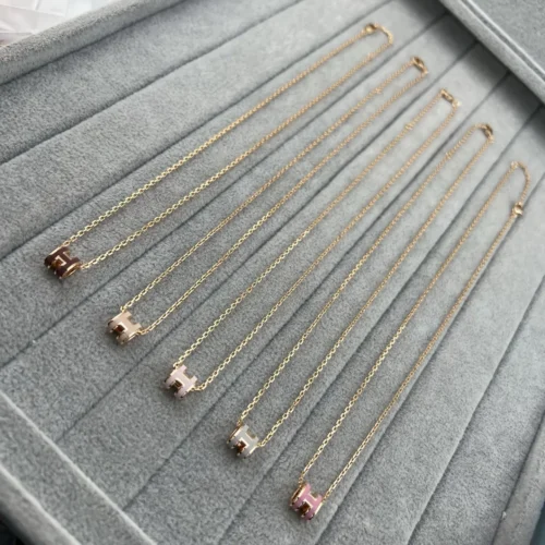 Hermes Enamel H Letter Mini Necklace