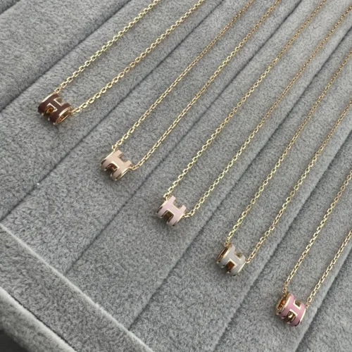 Hermes Enamel H Letter Mini Necklace