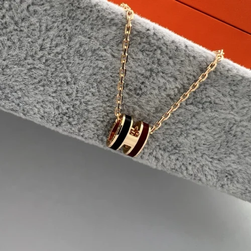 Hermes H Letter Two-Tone Pendant Necklace