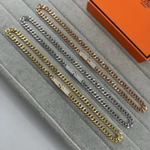 Hermes Anchor Link Pavé Necklace