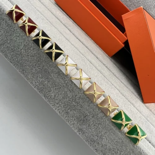Hermes Enamel Pyramid Stud Earrings