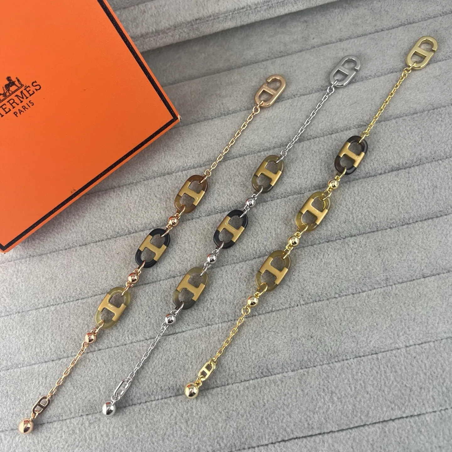 JWHERMES0057-01 Hermes Anchor Link Polished Bracelet