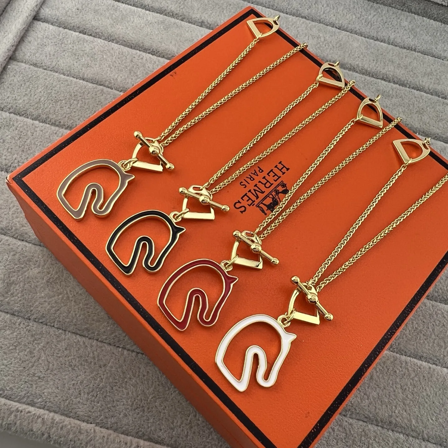 Hermes Enamel Horse Head Pendant Necklace