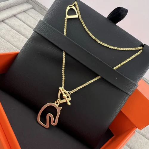 Hermes Enamel Horse Head Pendant Necklace