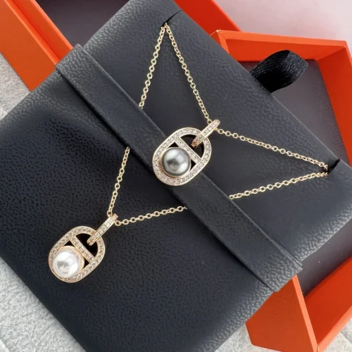 Hermes Anchor Link Pavé Necklace