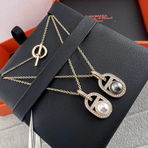 Hermes Anchor Link Pavé Necklace