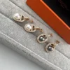 Hermes Anchor Link Pavé Stud Earrings