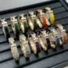 Hermes Leather H Letter Pavé Bangle Bracelet