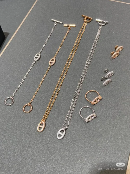 Hermes Anchor Link Pavé Necklace