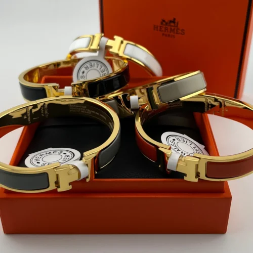 Hermes Enamel H Letter Bangle Bracelet