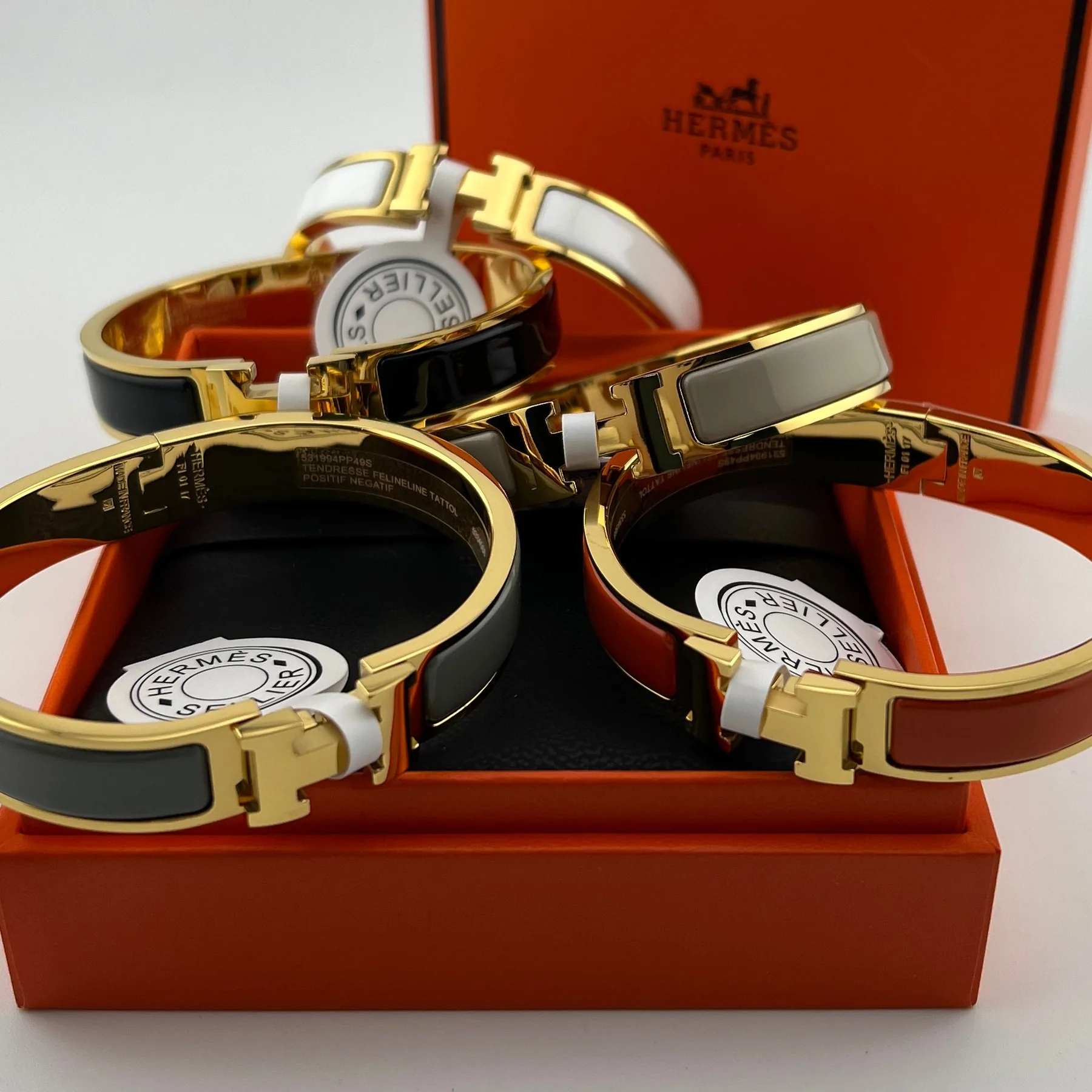 JWHERMES0088-01 Hermes Enamel H Letter Bangle Bracelet