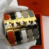 Hermes Enamel H Letter Bangle Bracelet