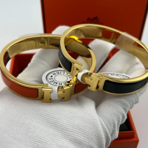 Hermes Enamel H Letter Bangle Bracelet