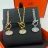 Hermes Anchor Link Pavé Necklace