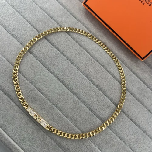Hermes Anchor Link Pavé Necklace