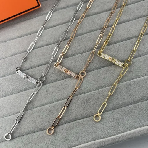 Hermes Anchor Link Pavé Necklace