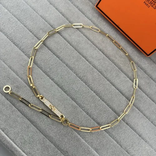 Hermes Anchor Link Pavé Necklace
